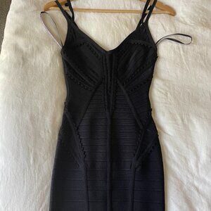 Herve Leger Dress, Black with Double Straps, Size XS
